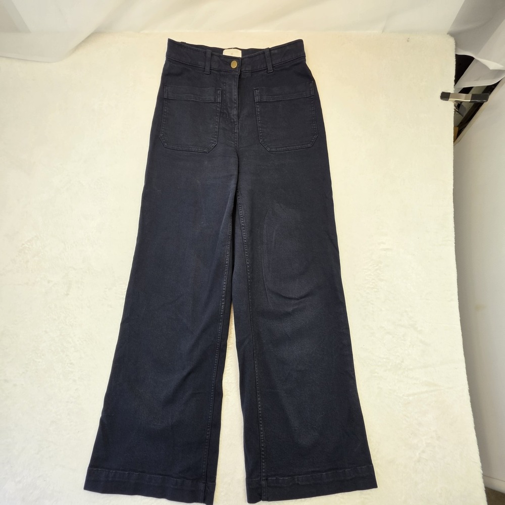 Caslon Wide Leg Jeans Womens 4 Dark Wash High Rise Patch Pocket Trouser Denim - Picture 4 of 11
